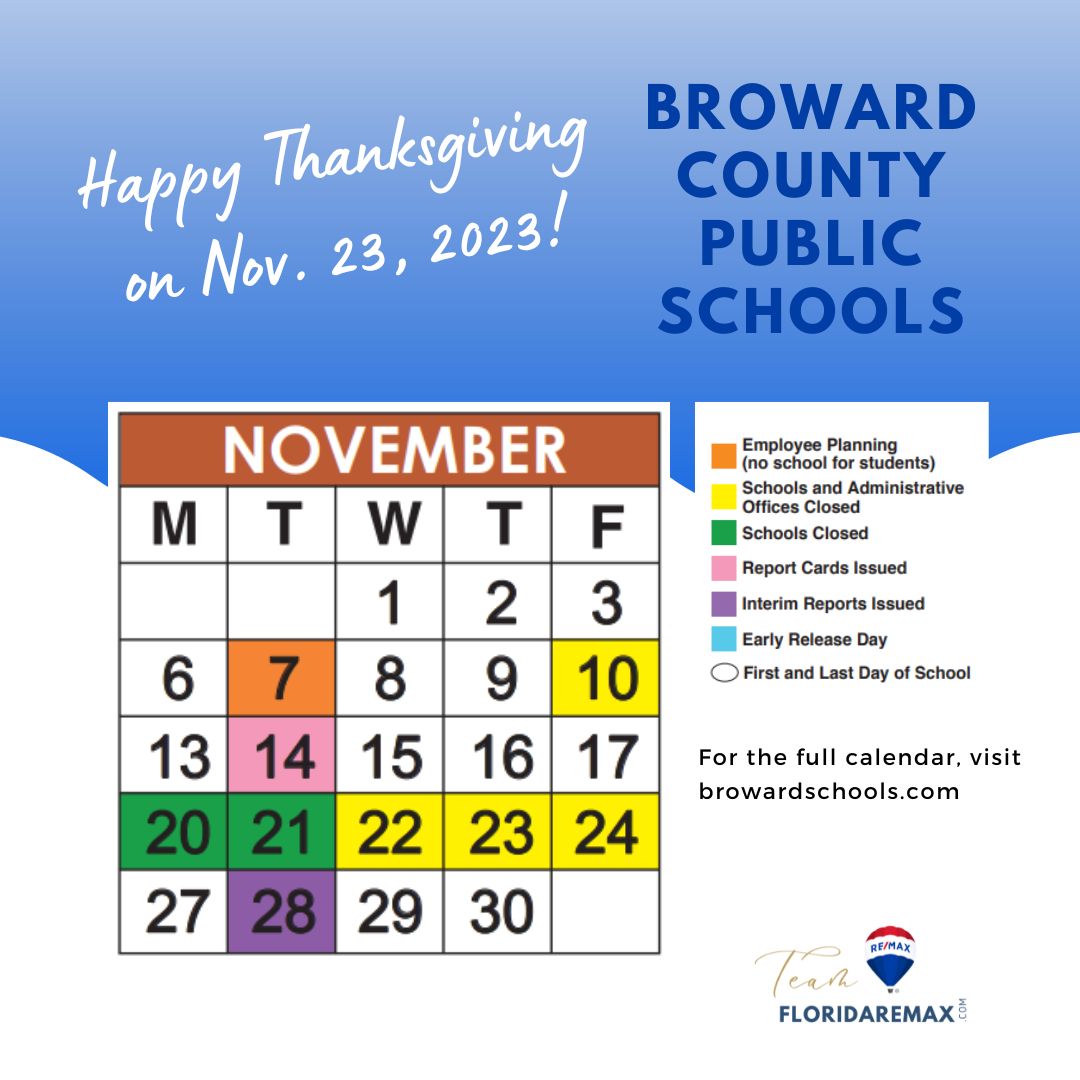 public school holidays november 2023 broward county florida